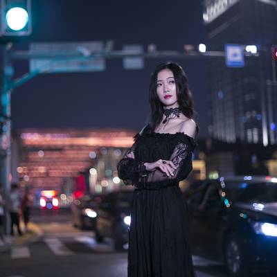 夜景模特