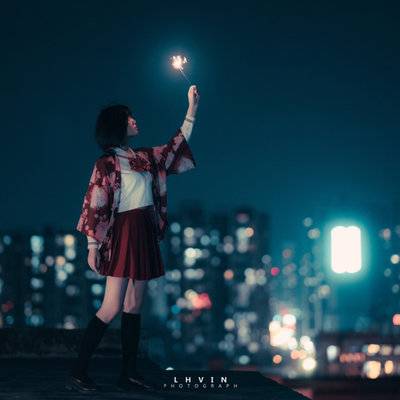 夜景模特